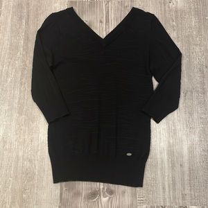 Calvin Klein 3/4 Sleeve Embossed Zebra Print Sweater